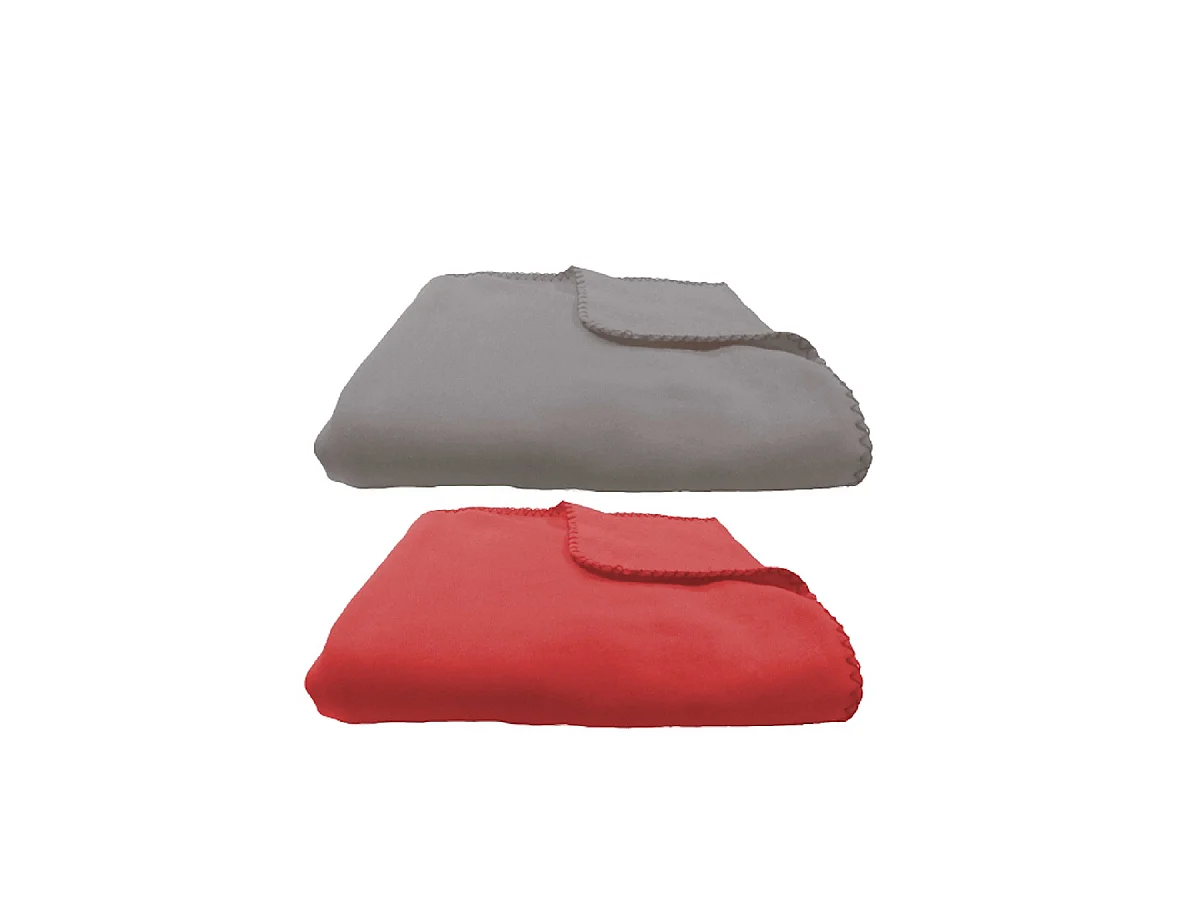 Lot 2 plaids gris et rouge polyester 130x150cm COOL