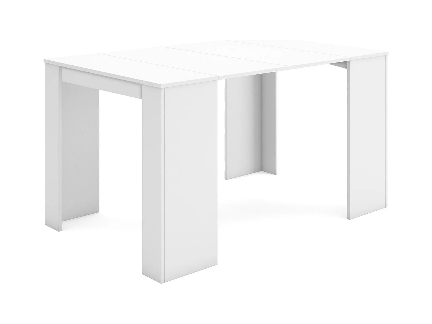Table console extensible, 140x90x77cm, Pour 6 personnes, Table à Manger, Blanc