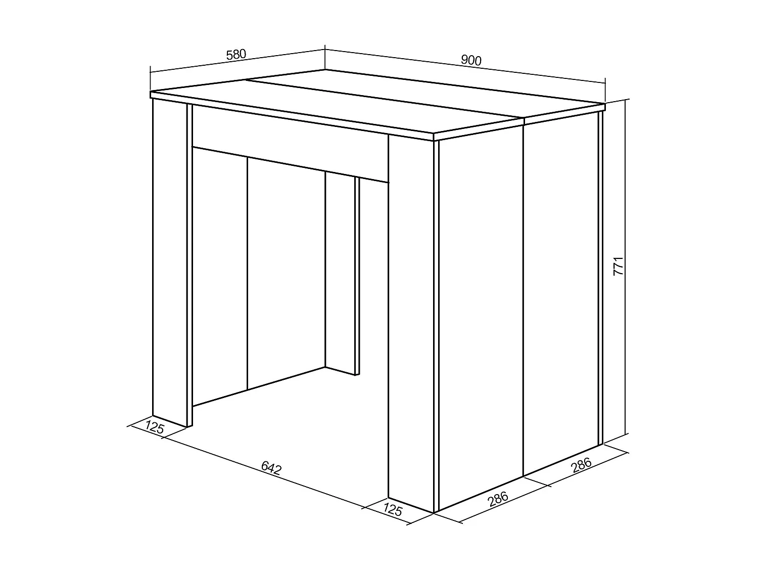Uitschuifbare Consoletafel, 140x90x77cm, Voor 6 personen, Tafel, Wit