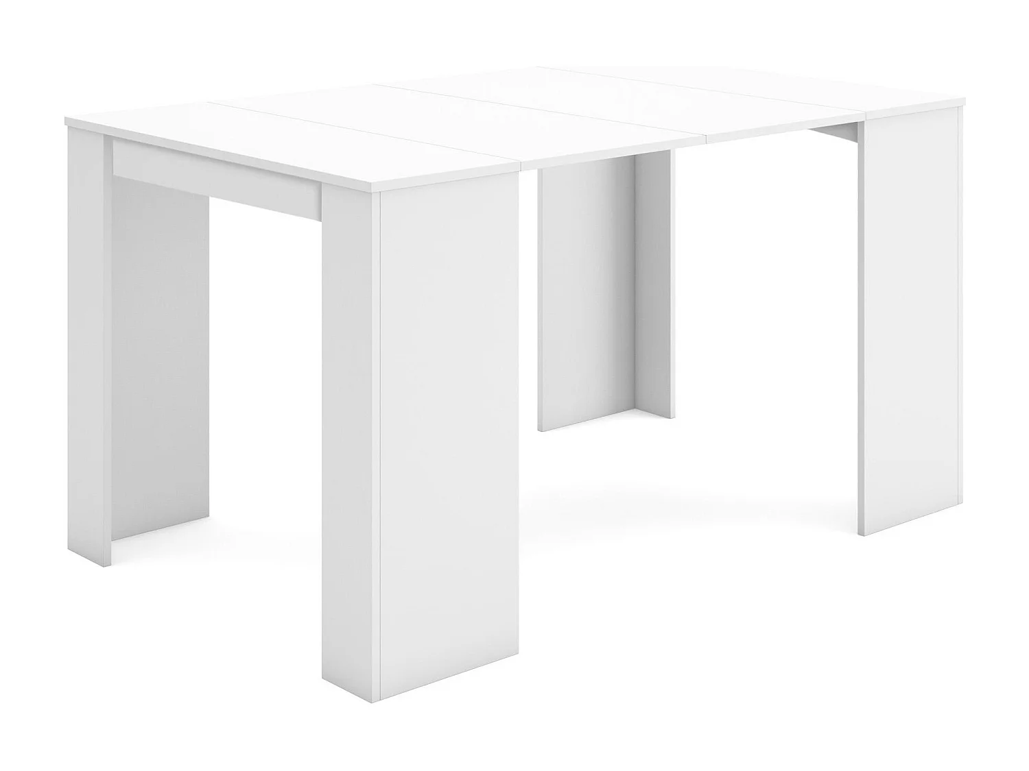 Table console extensible, 140x90x77cm, Pour 6 personnes, Table à Manger, Blanc