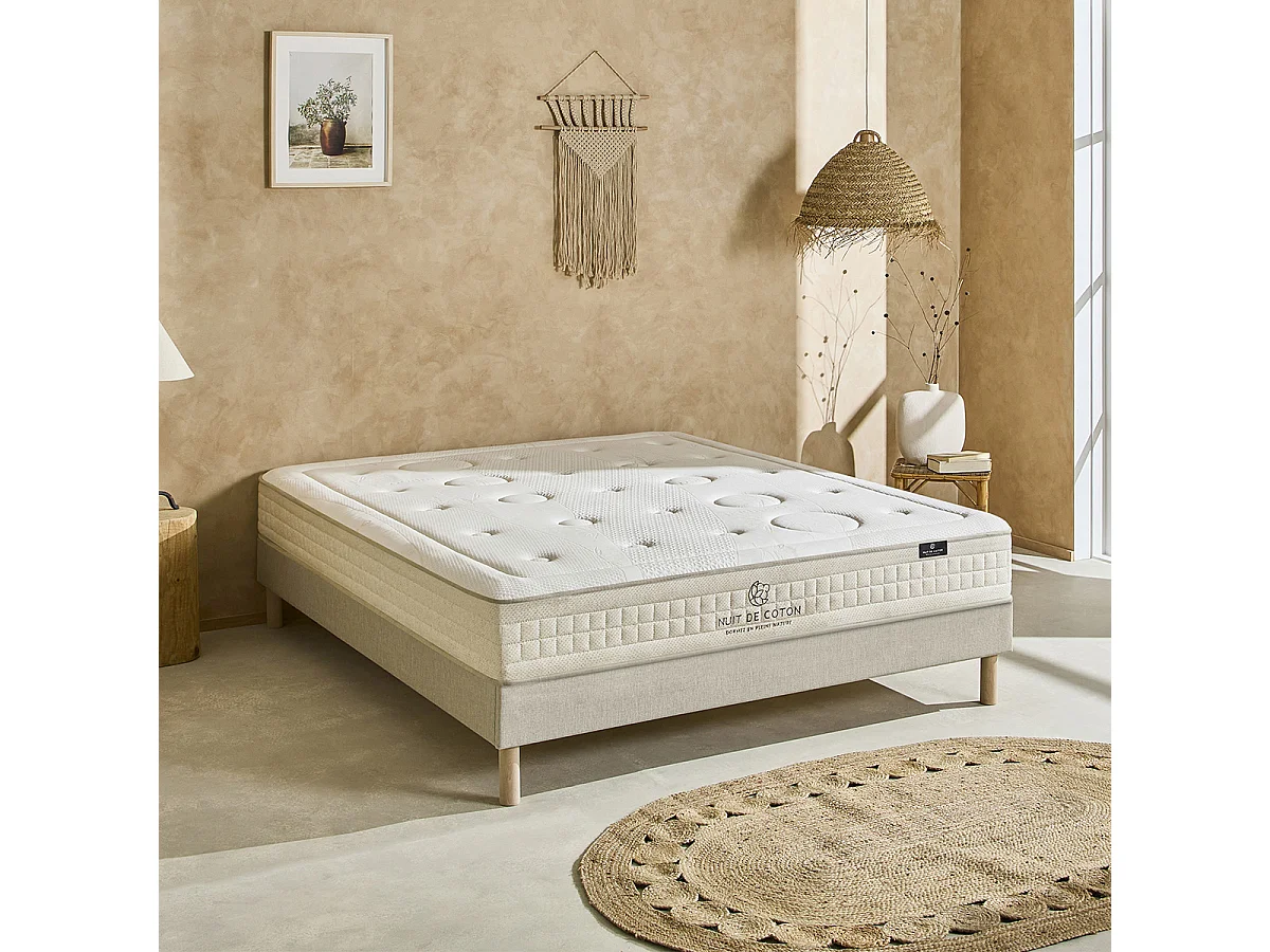 Ensemble Prélude 2.0 90x200 cm Matelas Latex 100% Naturel + Sommier Bois