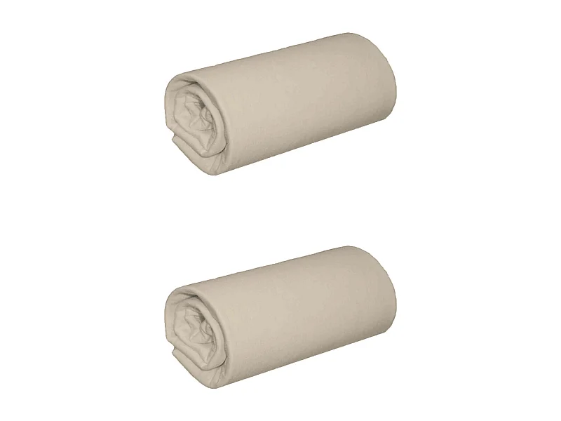 Lot de 2 draps housse jersey sable bonnet 40 cm 140x190/200