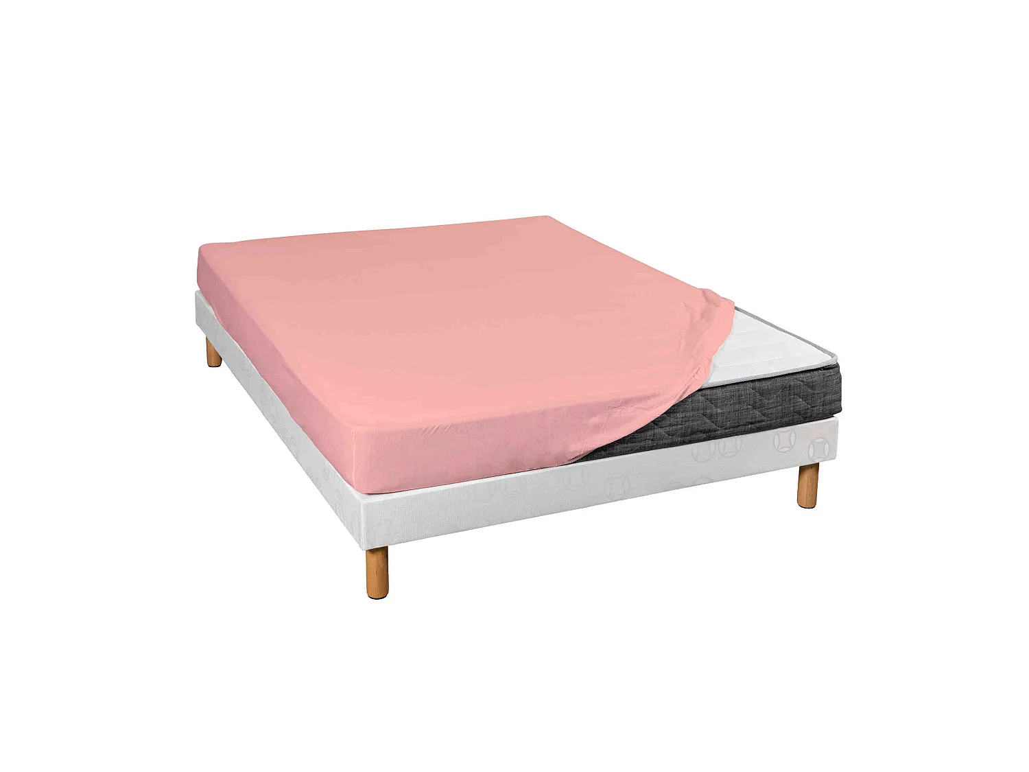 Lot de 2 draps housses jersey rose thé bonnet 30 cm 100% coton biologique 200x200