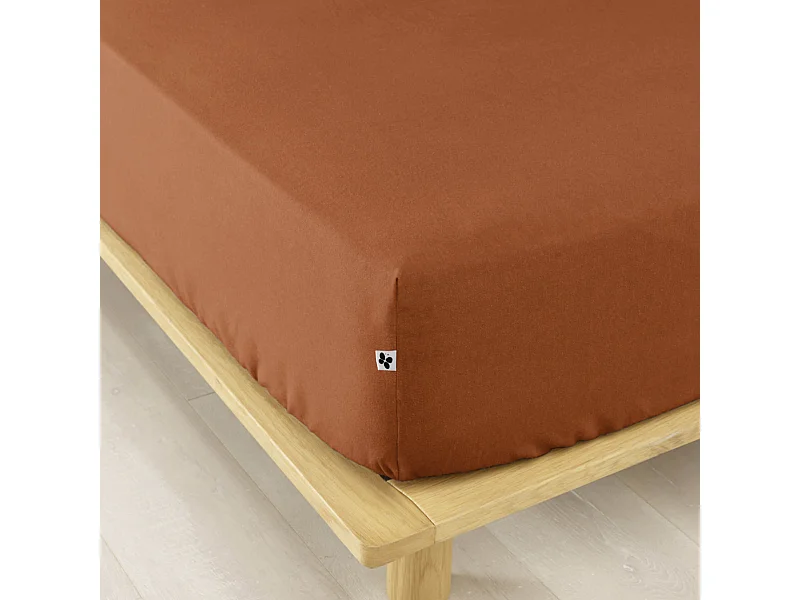 Drap housse flanelle orange 140x190 cm