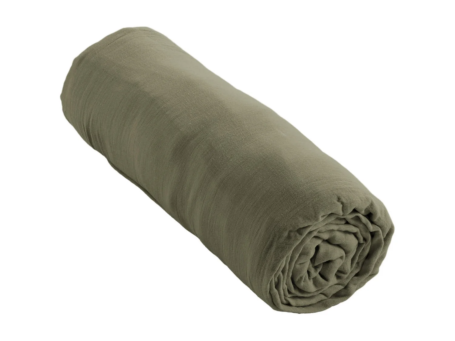 Drap housse double gaze de coton kaki 180x200 cm