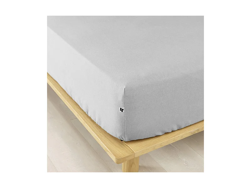Drap housse flanelle gris 90x190 cm