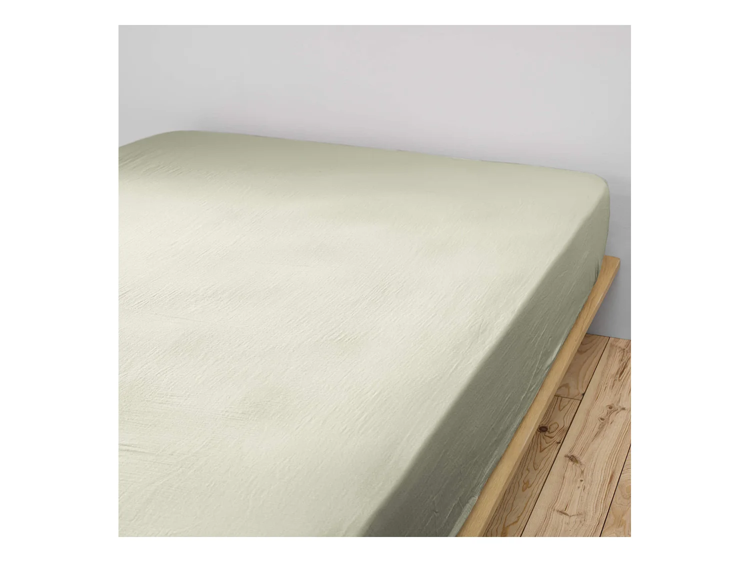 Drap housse double gaze de coton vert d'eau 160x200 cm