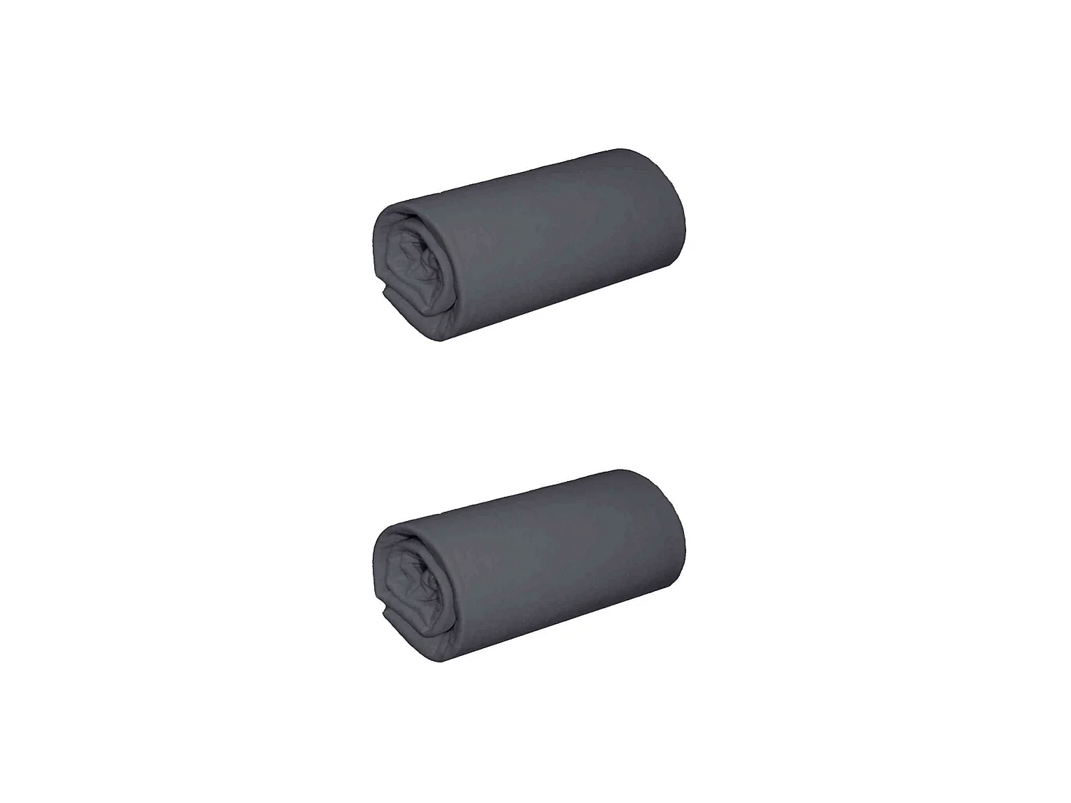 Lot de 2 draps housses jersey anthracite bonnet 30 cm 100% coton biologique 80x190