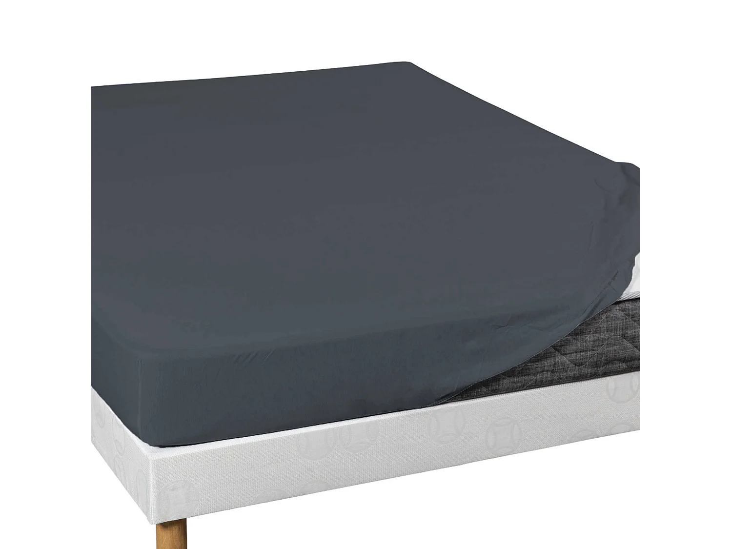 Lot de 2 draps housses jersey anthracite bonnet 30 cm 100% coton biologique 180x190