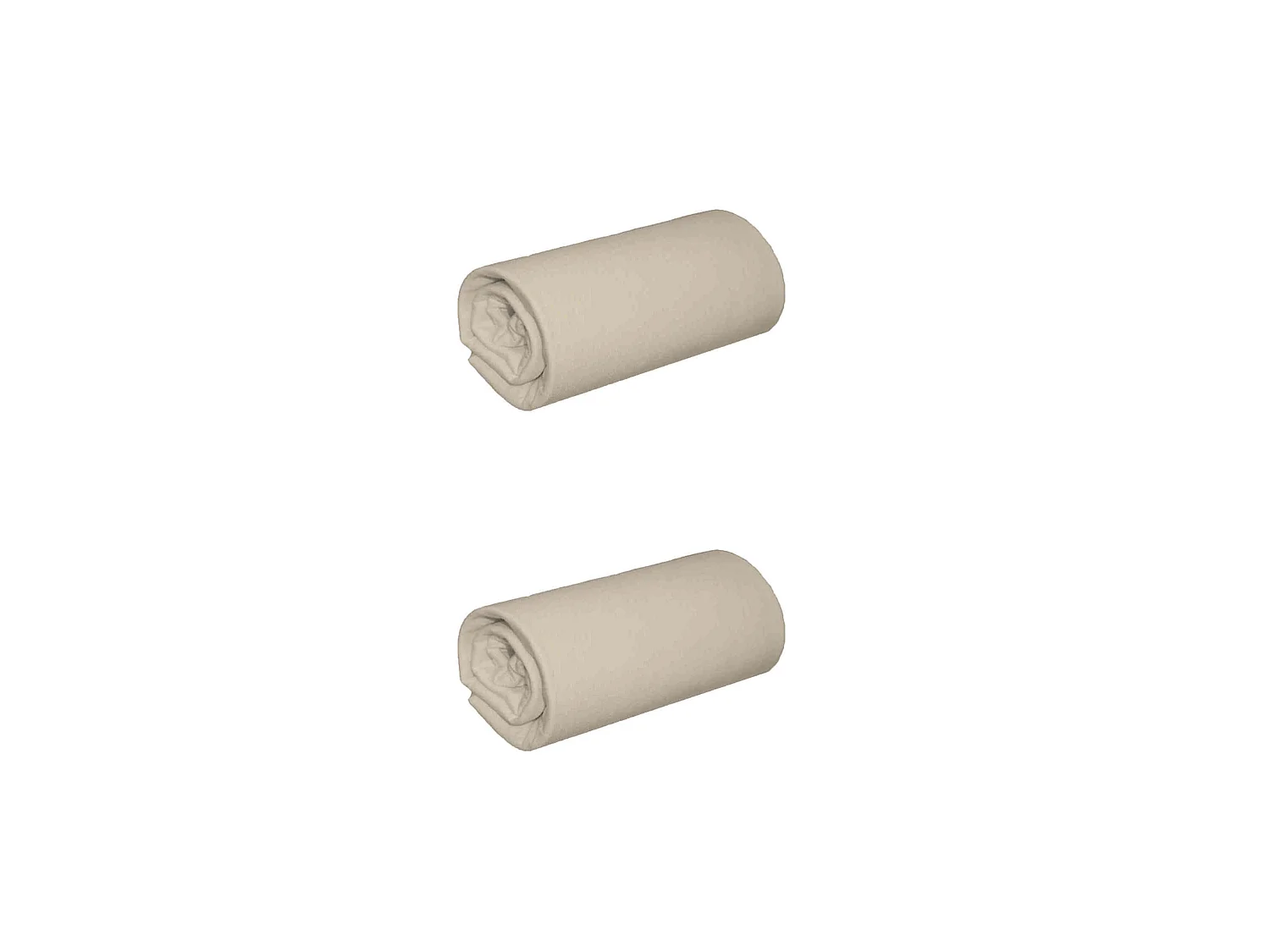 Lot de 2 draps housses jersey beige bonnet 30 cm 100% coton biologique 180x190/200