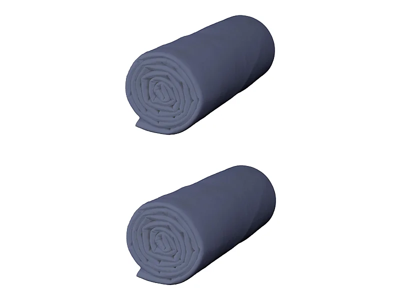 Lot de 2 draps housses jersey bleu océan bonnet 30 cm 180x190/200