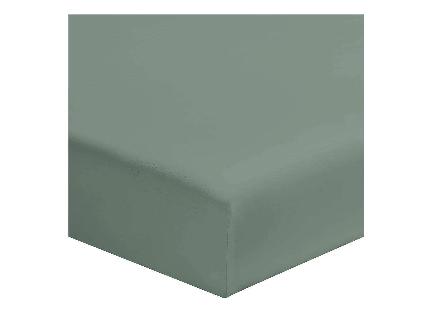 Drap housse vert de gris 100% coton bonnet 30 cm 140x190 cm
