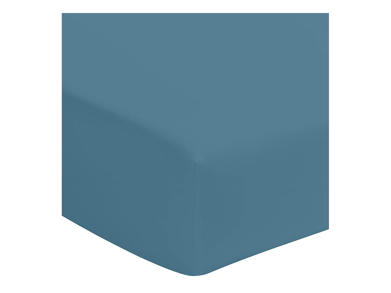 Drap housse bleu minéral 100% coton biologique bonnet 40 cm 160x200 cm