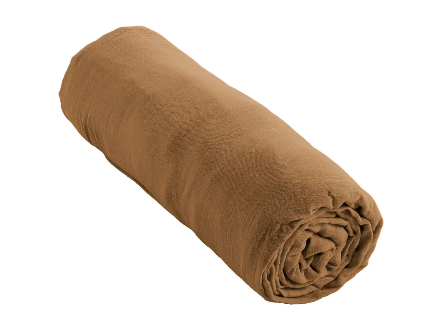 Drap housse double gaze de coton marron 90x190 cm