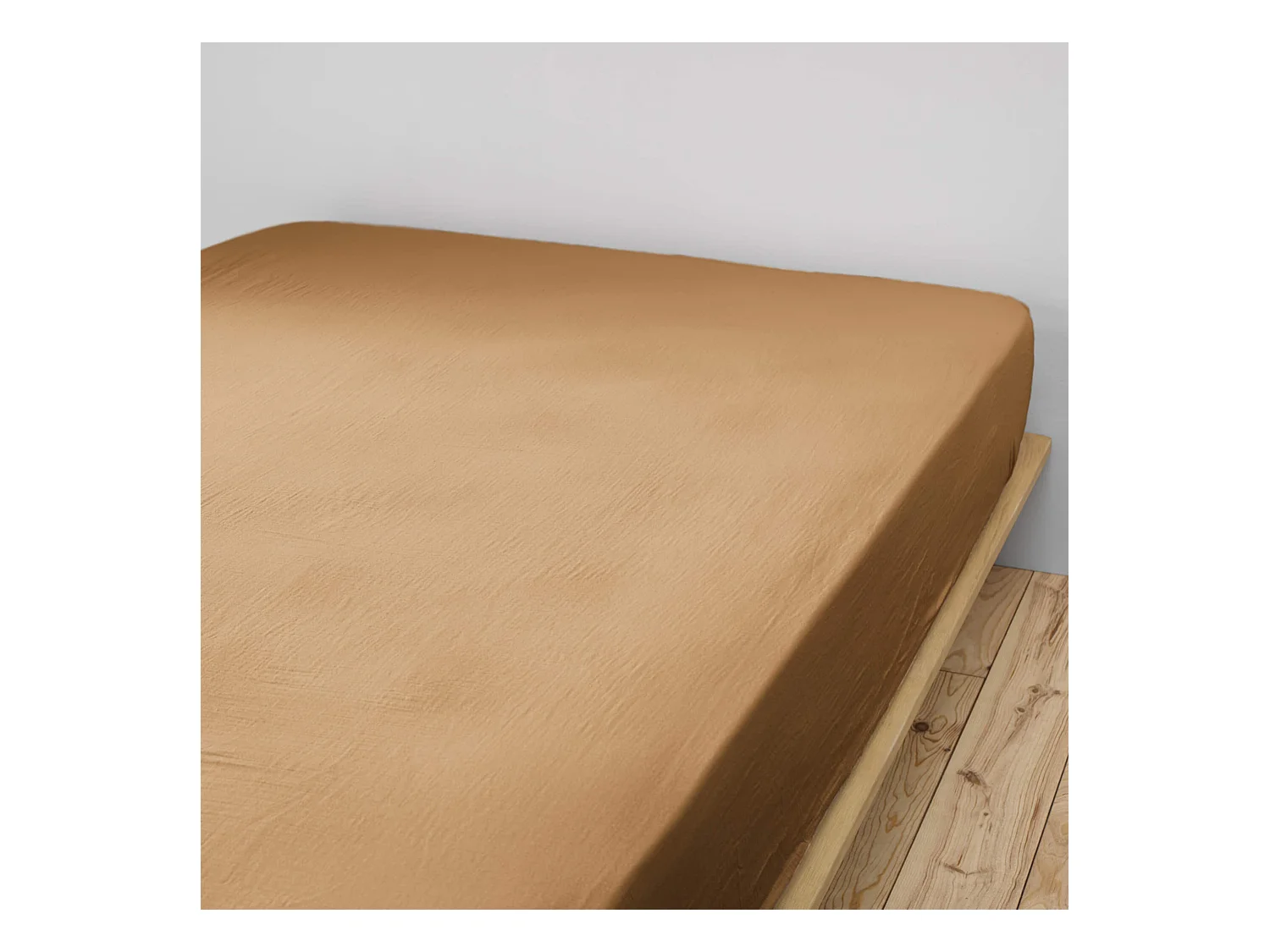 Drap housse double gaze de coton marron 90x190 cm