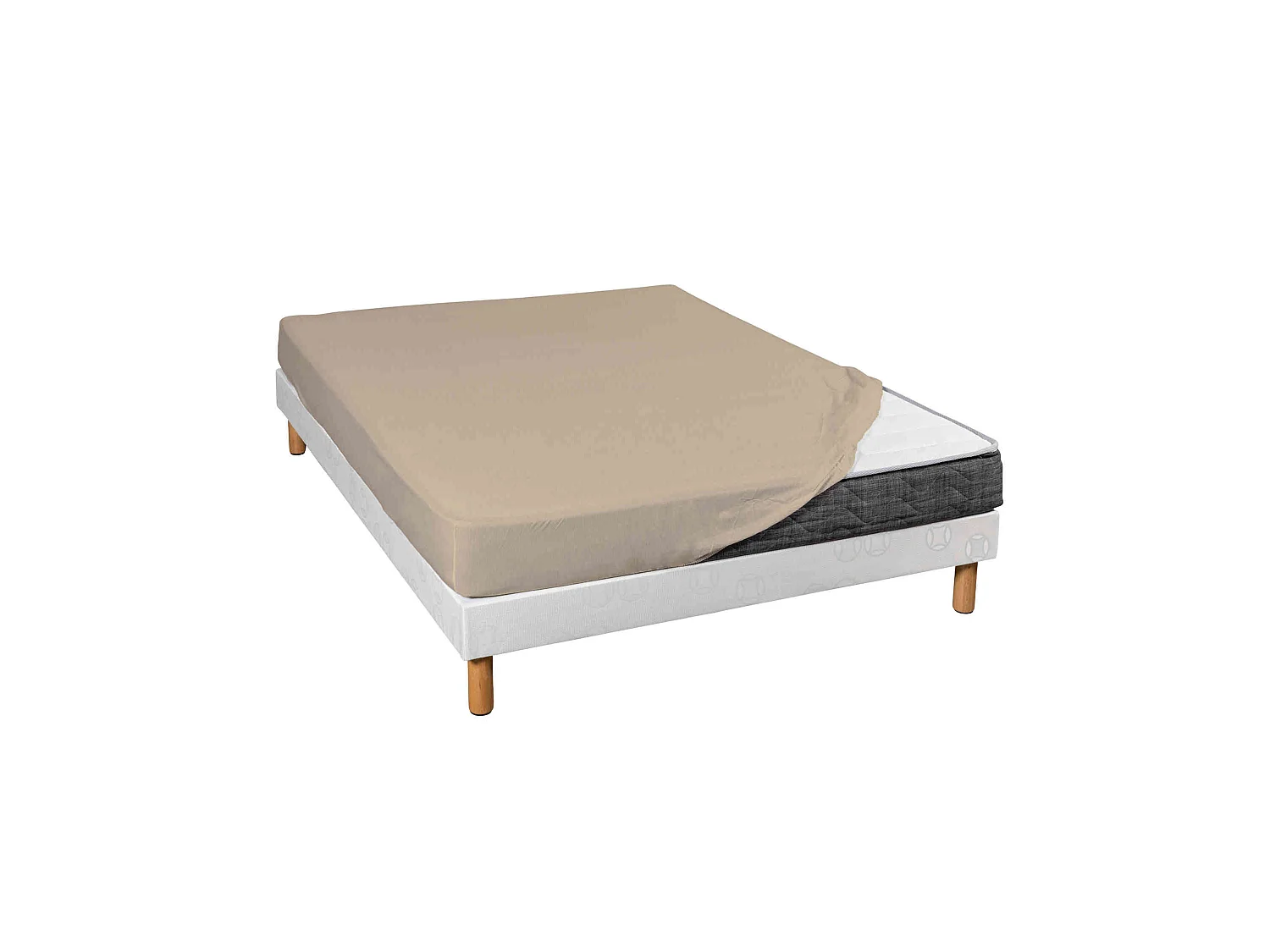 Drap housse jersey beige bonnet 30 cm 100% coton biologique 180x190/200
