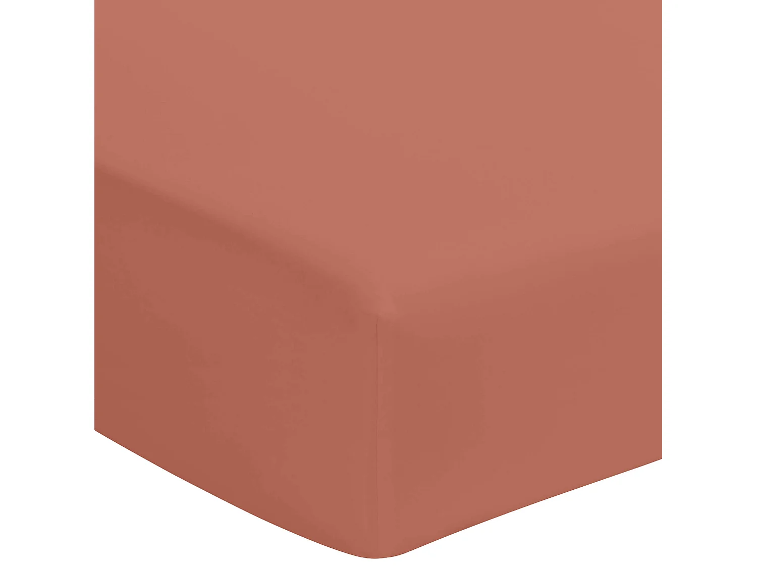 Drap housse terracotta 100% coton bonnet 40 cm 180x200 cm
