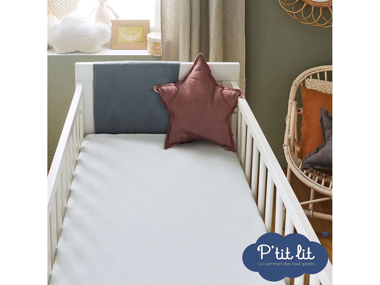 Drap housse bébé + alèse 2 en 1 coton imperméable gris 70x140 cm