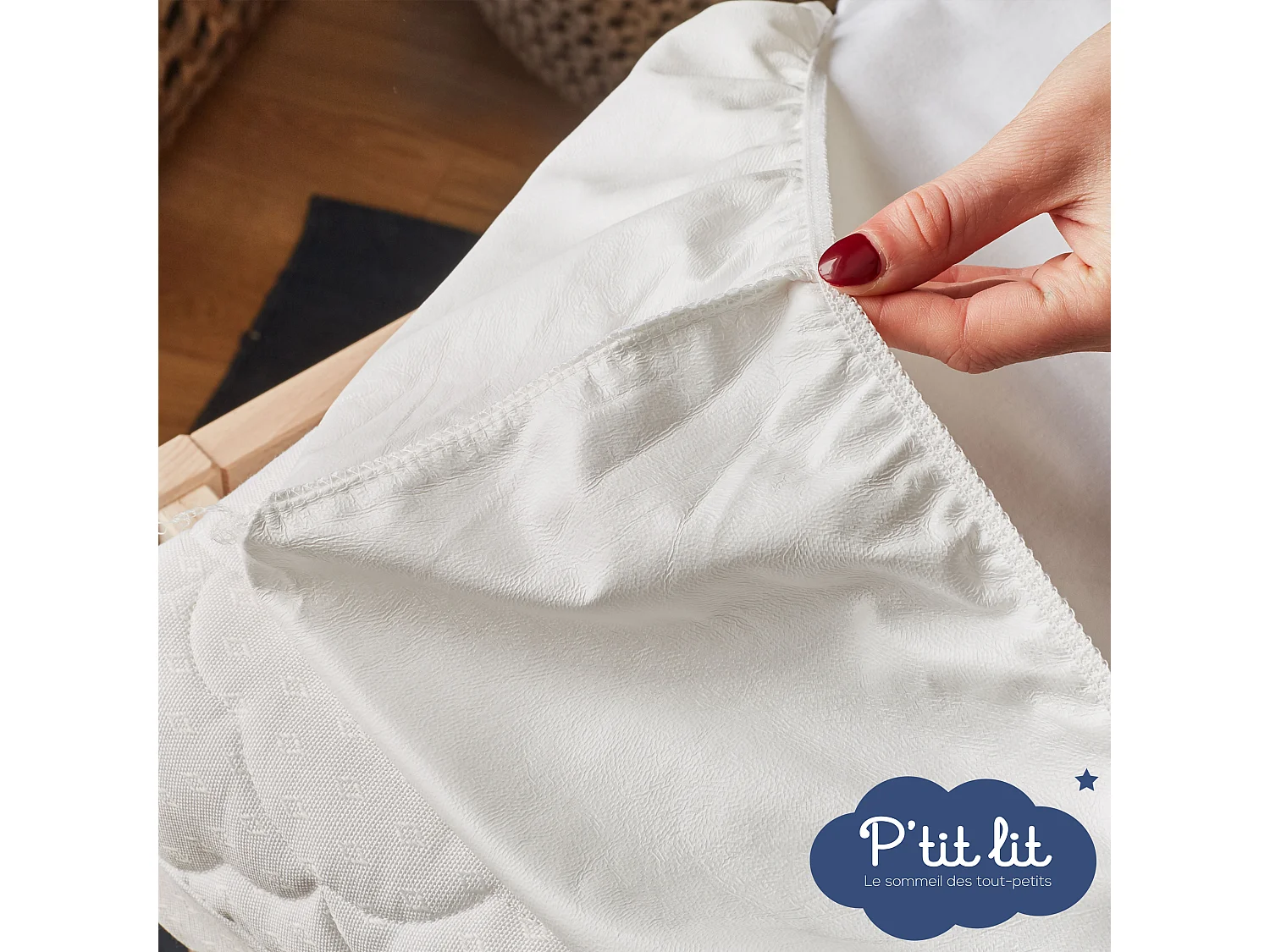 Drap housse bébé + alèse 2 en 1 coton imperméable gris 70x140 cm