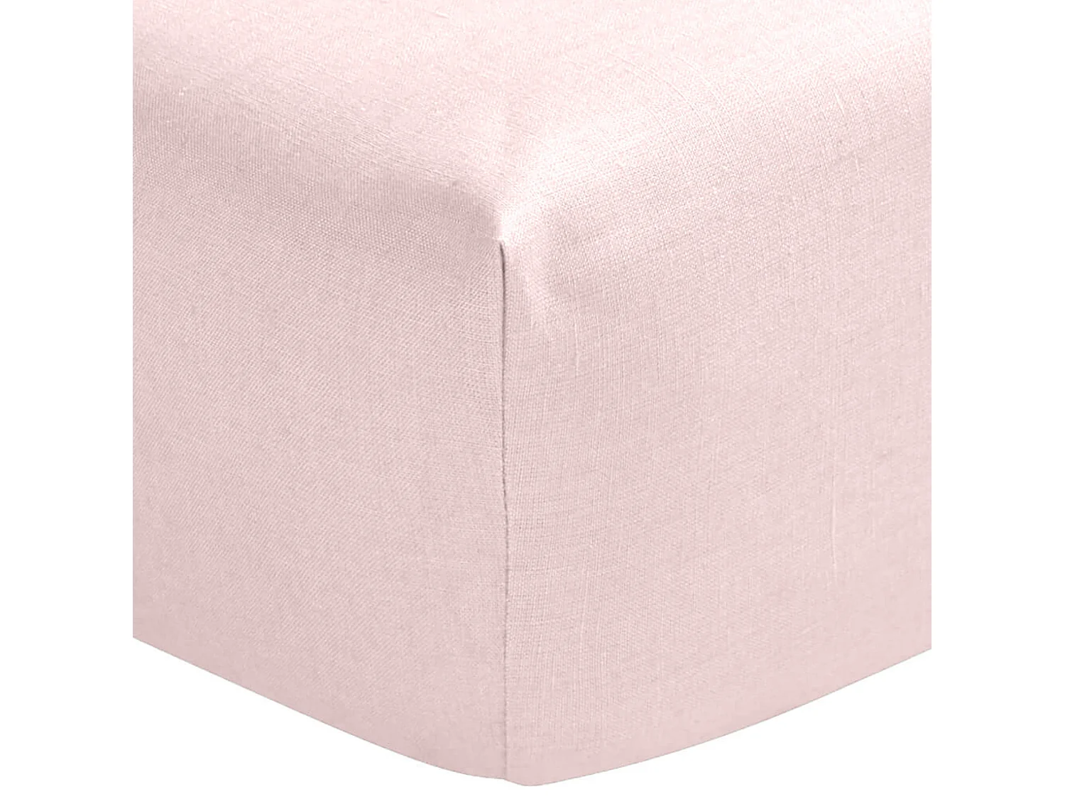 Drap housse rose aube 100% lin bonnet 30 cm 120x190 cm