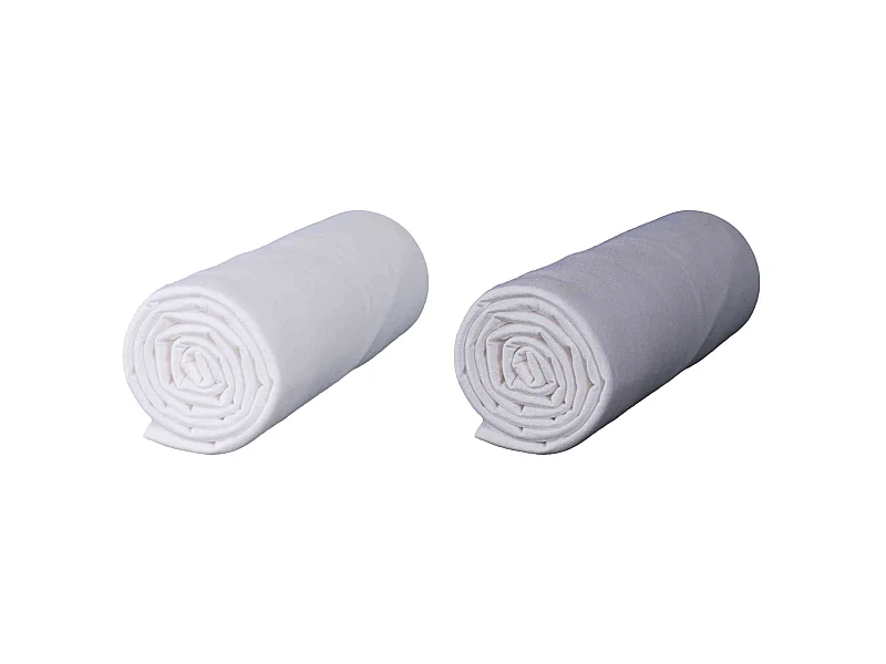 Lot de 2 draps housses bébé jersey bio blanc et gris 70x140 cm