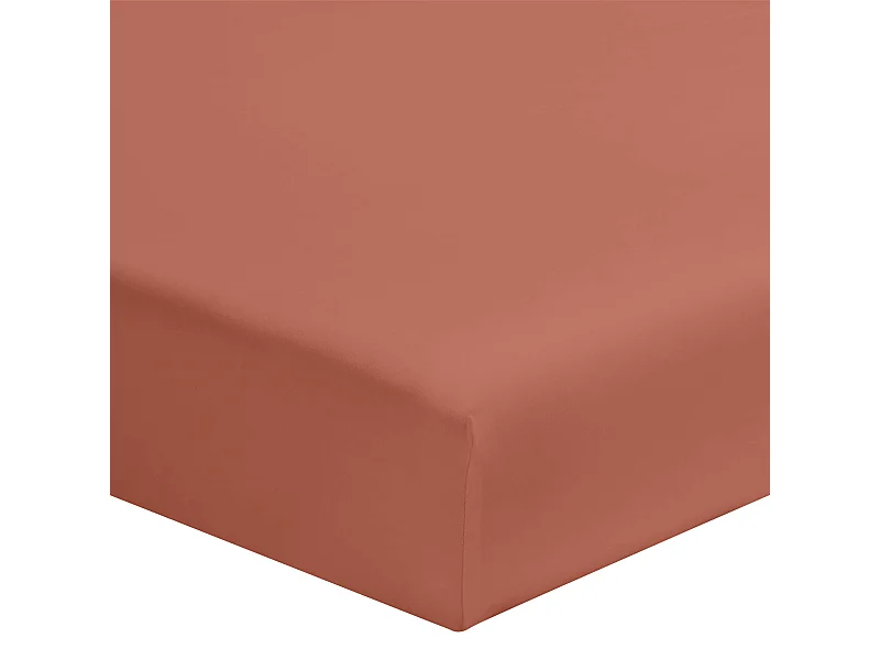 Drap housse terracotta 100% coton bonnet 30 cm 110x190 cm