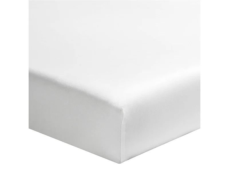 Drap housse blanc 100% satin de coton bonnet 30 cm 90x200 cm