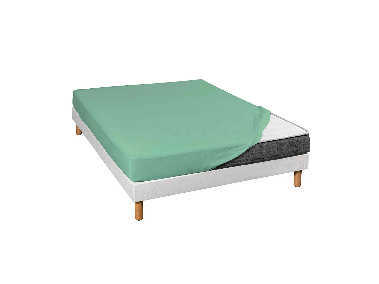 Lot de 2 draps housses jersey vert jade bonnet 30 cm 100% coton biologique 70x190/200