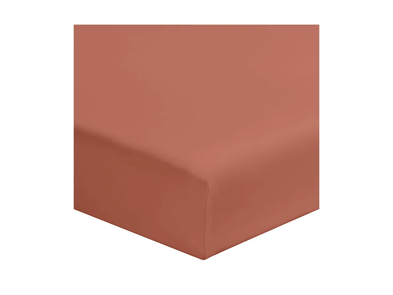 Drap housse terracotta 100% coton bonnet 30 cm 80x190 cm