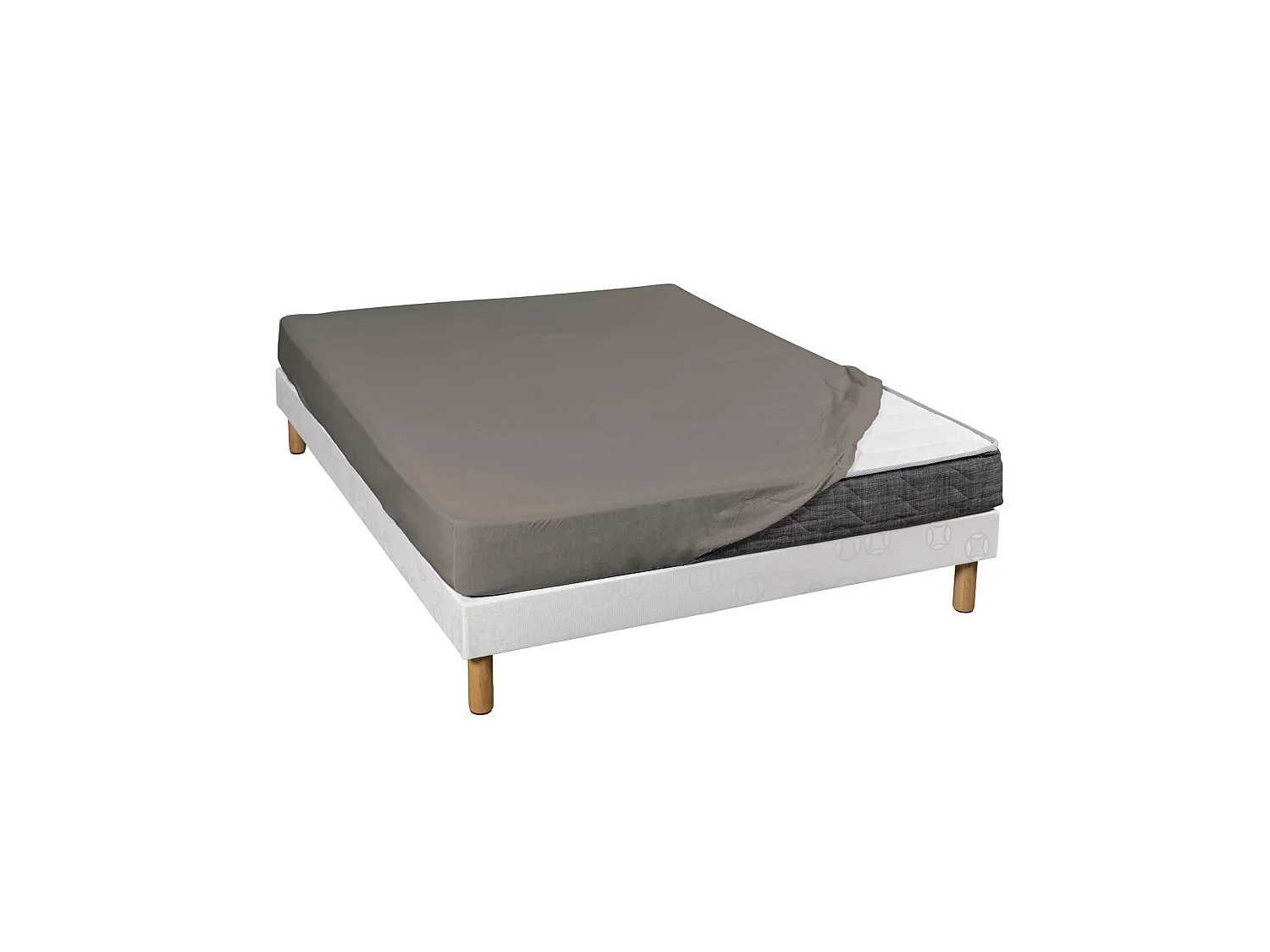 Drap housse jersey taupe bonnet 30 cm 100% coton biologique 200x200