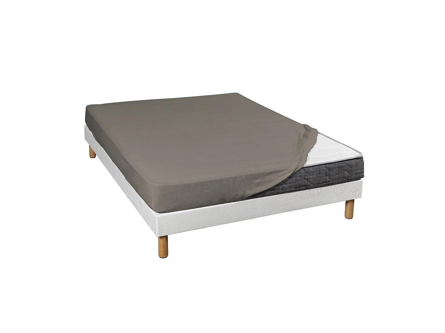 Lot de 2 draps housses jersey taupe bonnet 30 cm 100% coton biologique 140x200