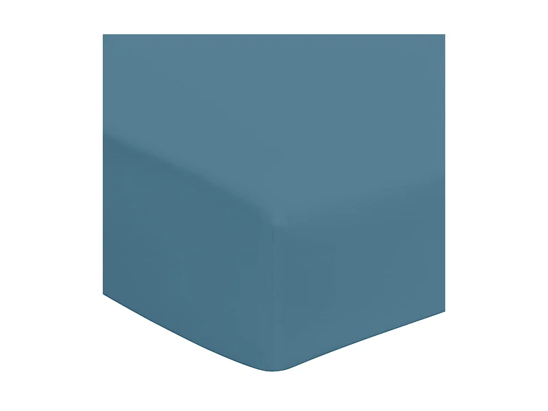 Drap housse bleu minéral 100% coton biologique bonnet 40 cm 140x190 cm