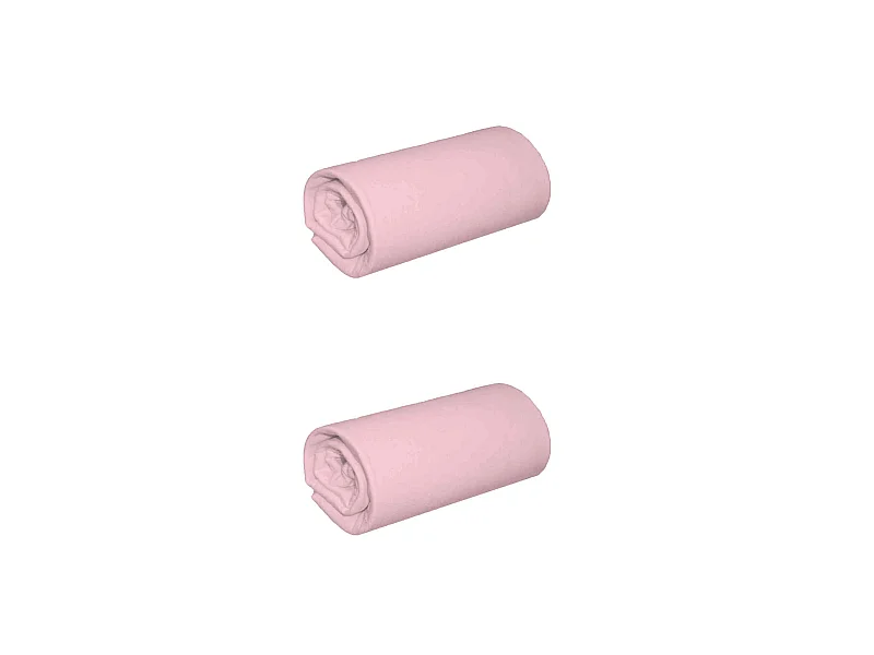 Lot de 2 draps housses jersey rose thé bonnet 30 cm 100% coton biologique 90x200