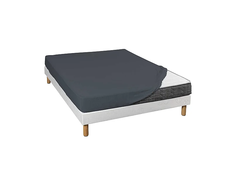 Drap housse jersey anthracite bonnet 30 cm 100% coton biologique 80x200