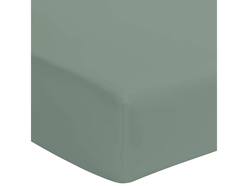 Drap housse vert de gris 100% coton bonnet 40 cm 160x200 cm