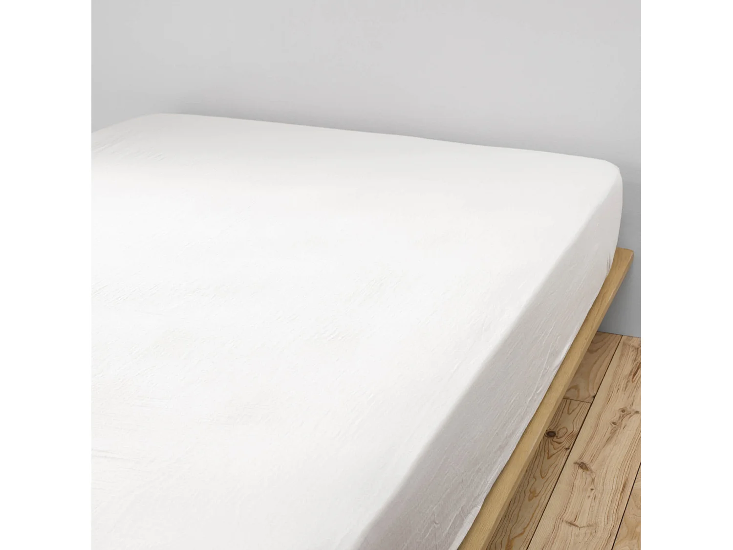 Drap housse double gaze de coton blanc 160x200 cm
