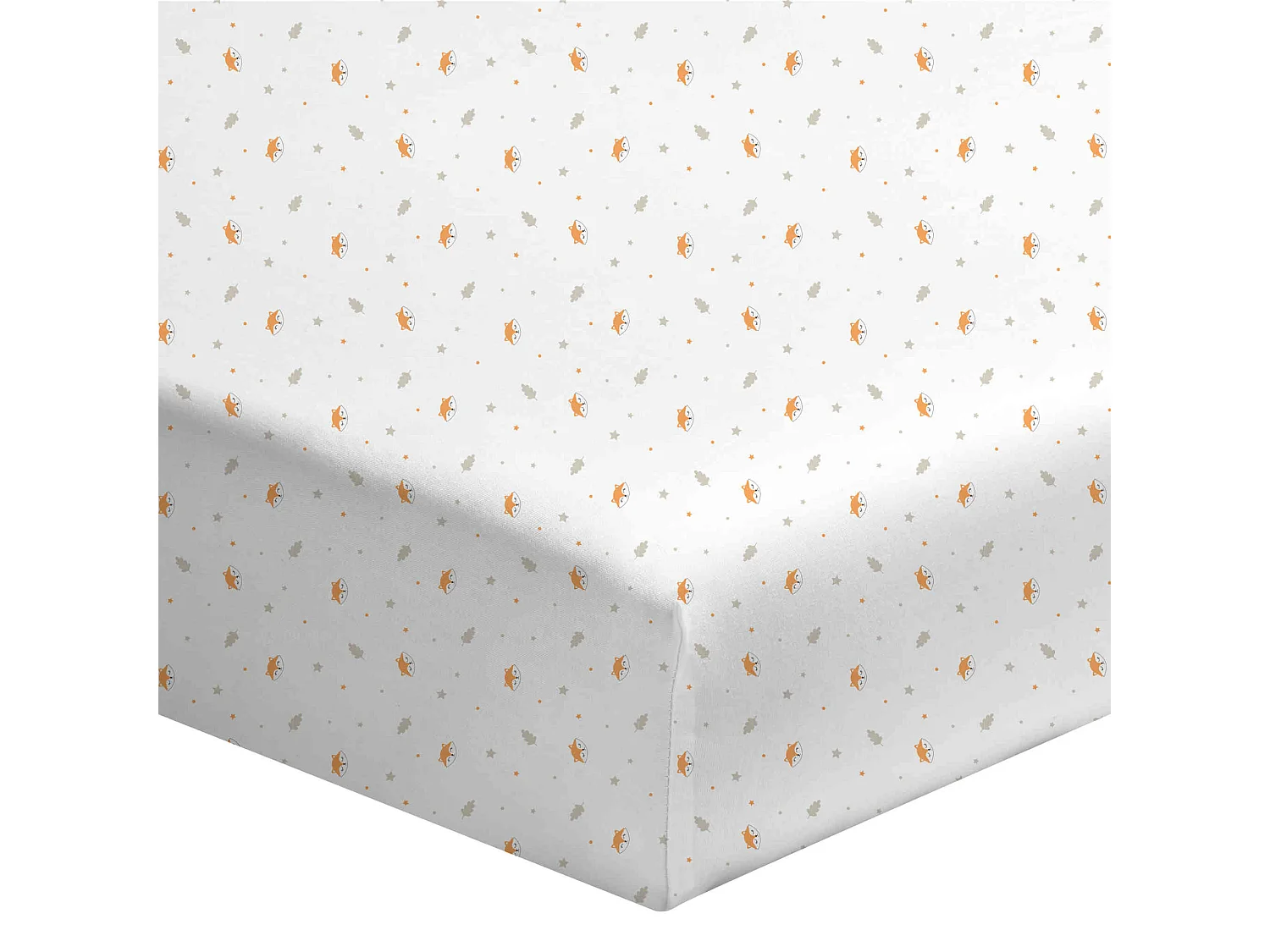 Lot de 2 draps housses bébé coton jersey blanc/Renard 60x120 cm