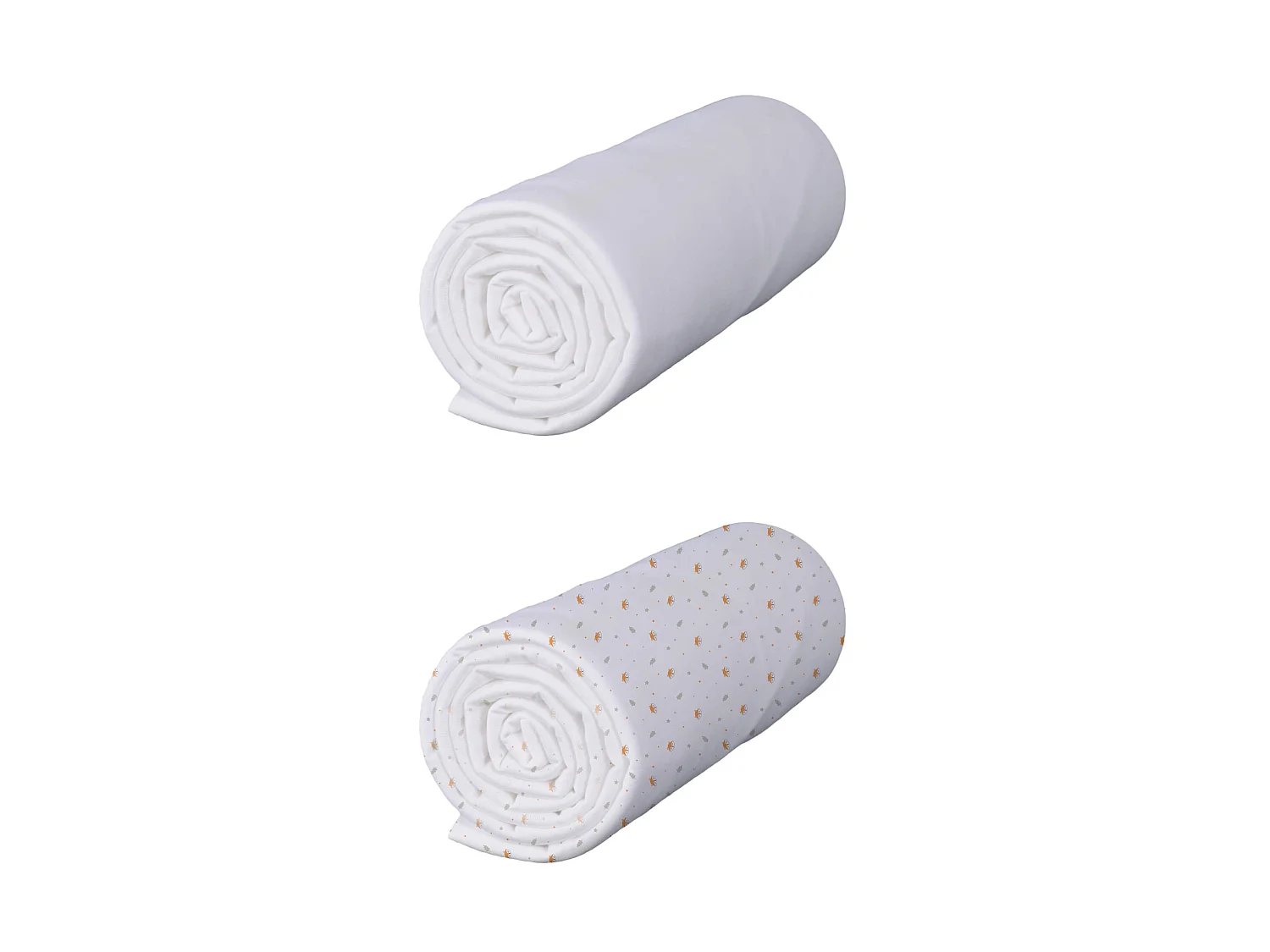 Lot de 2 draps housses bébé coton jersey blanc/Renard 60x120 cm