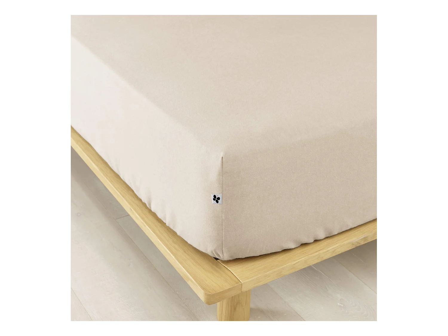 Drap housse flanelle beige 180x200 cm