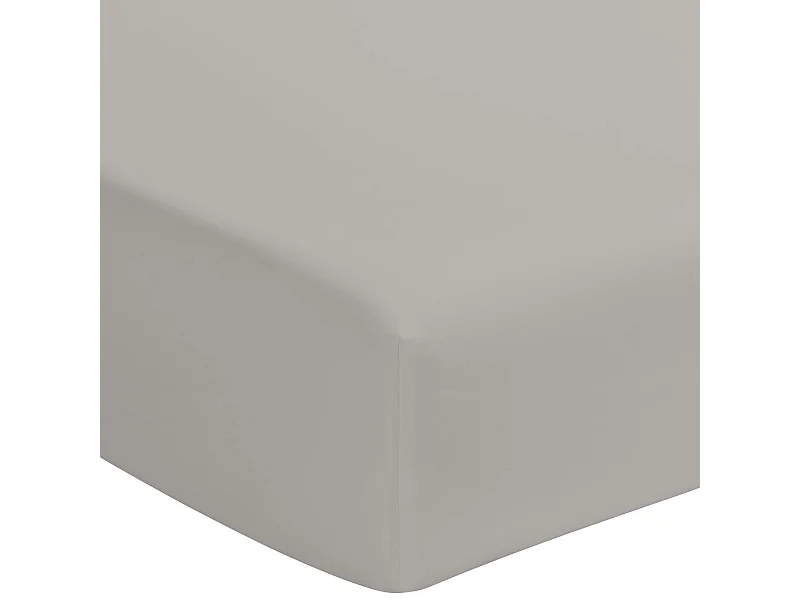 Drap housse gris mastic 100% coton bonnet 40 cm 160x200 cm