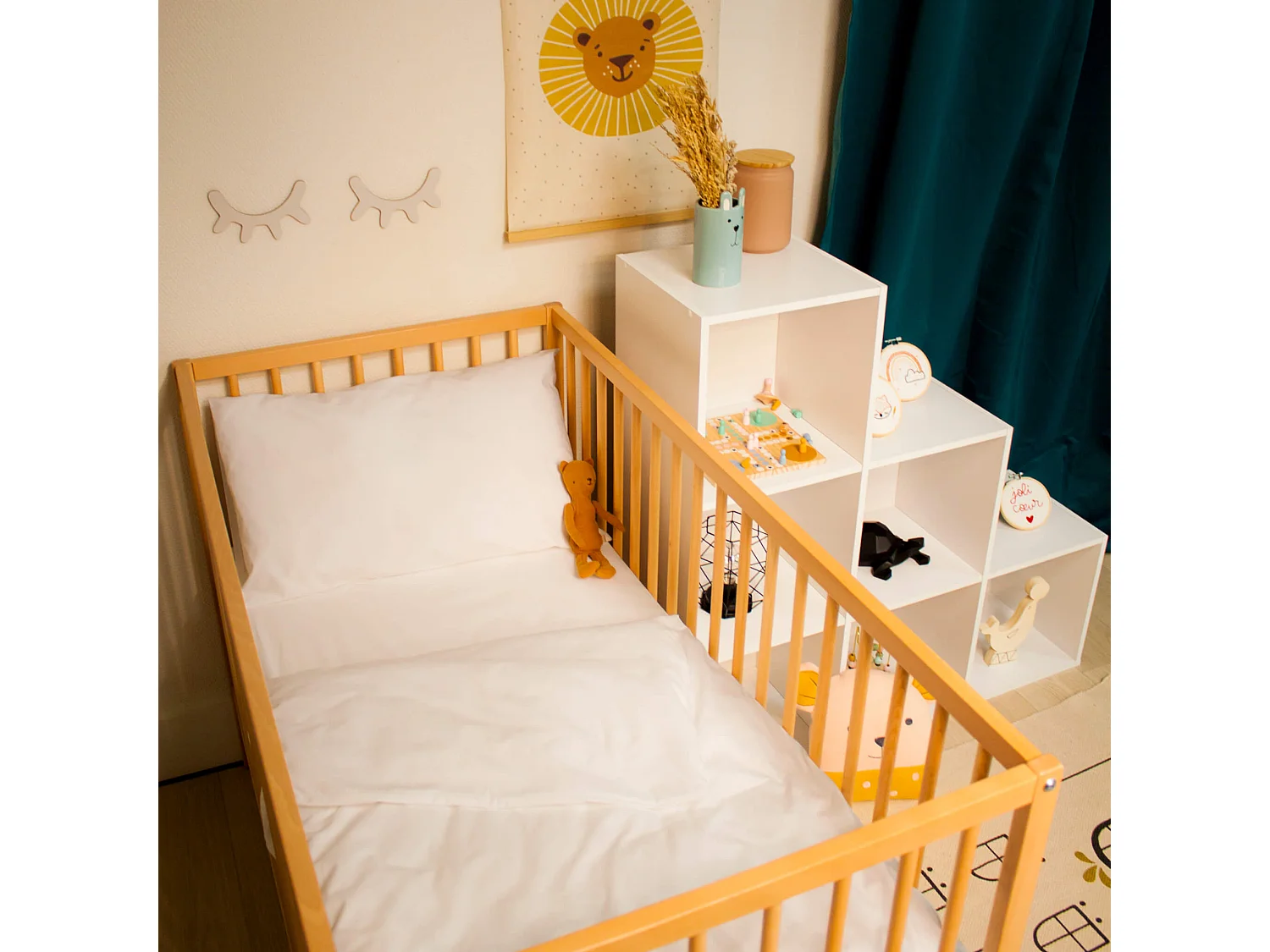 Drap housse bébé blanc percale bonnet 15 cm 60x120