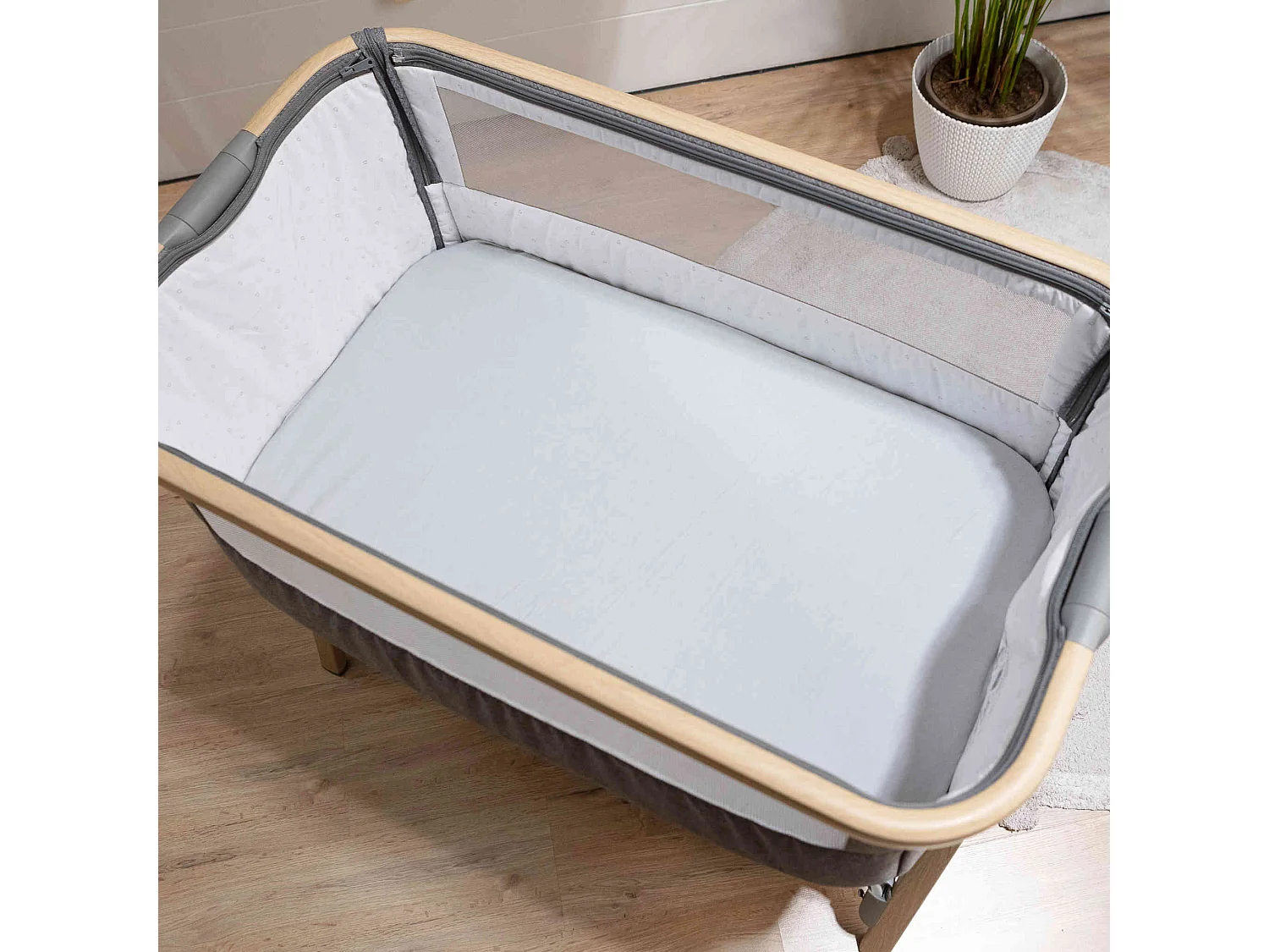 Lot de 2 draps housses bébé jersey bio blanc et taupe cododo 46x85 cm