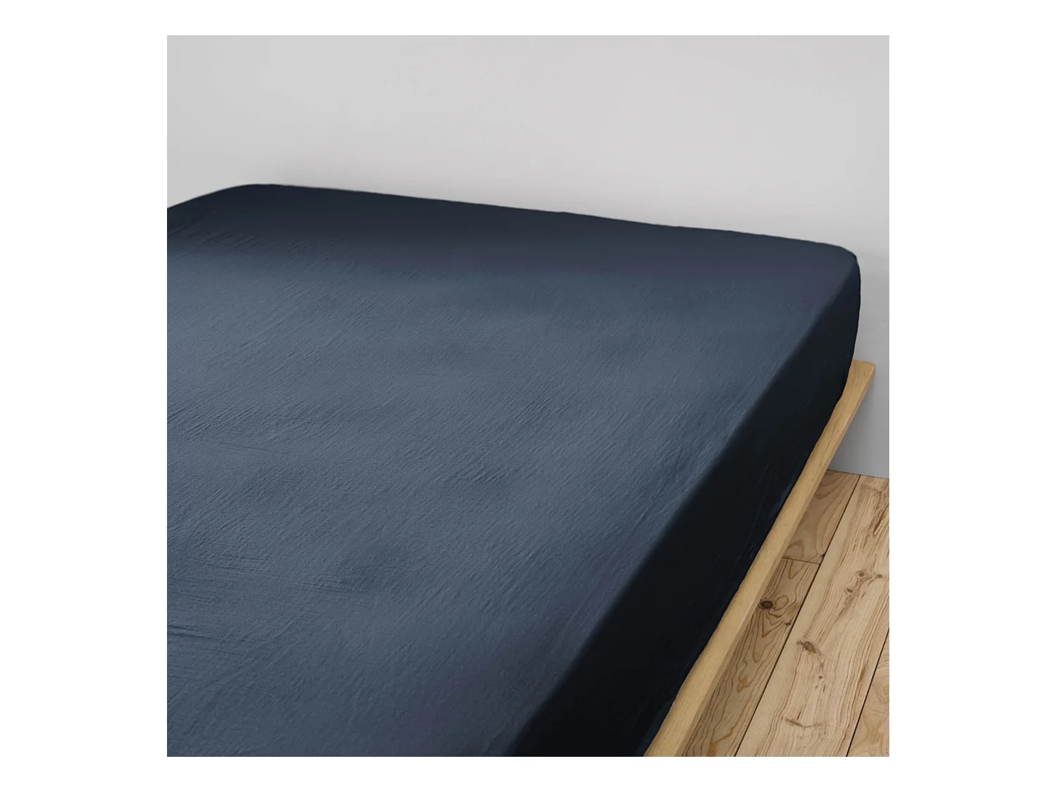 Drap housse double gaze de coton marine 160x200 cm