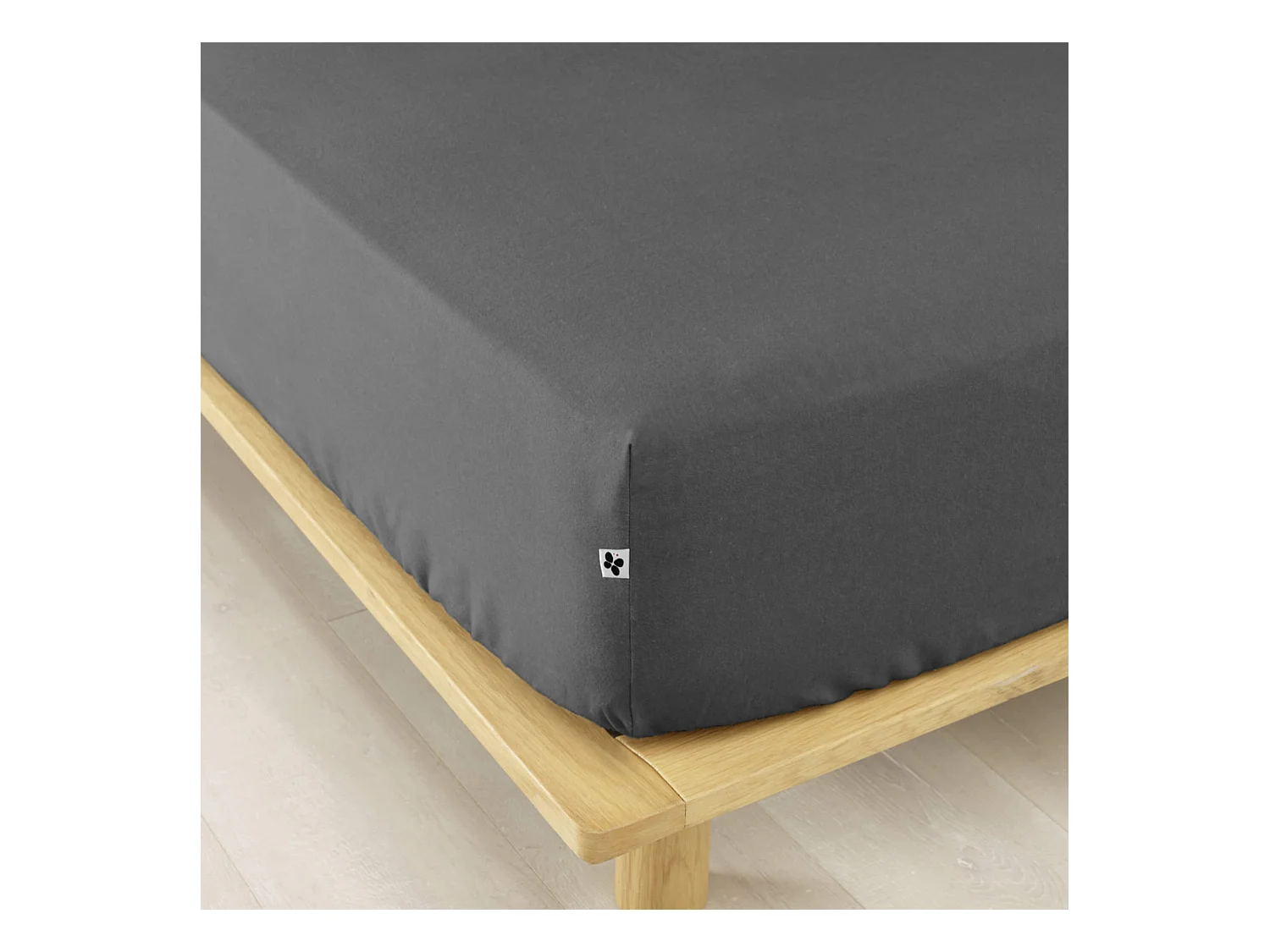Drap housse flanelle anthracite 90x190 cm