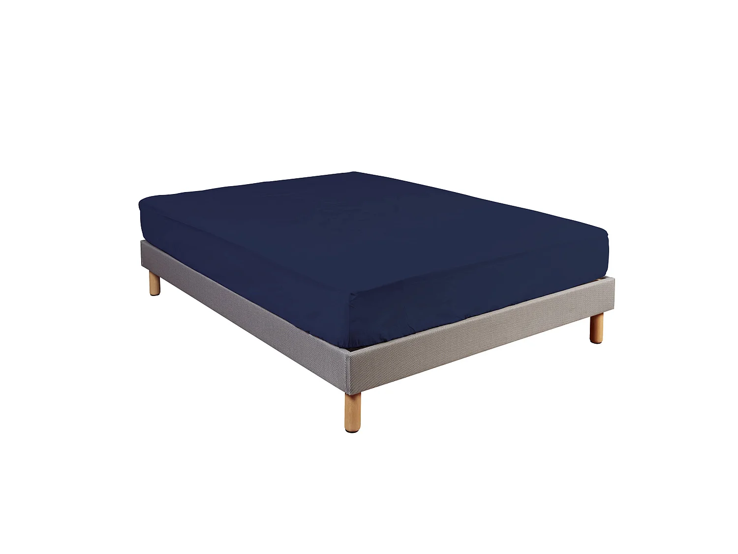 Drap housse 100% coton bleu marine - bonnet 27 cm 140x190