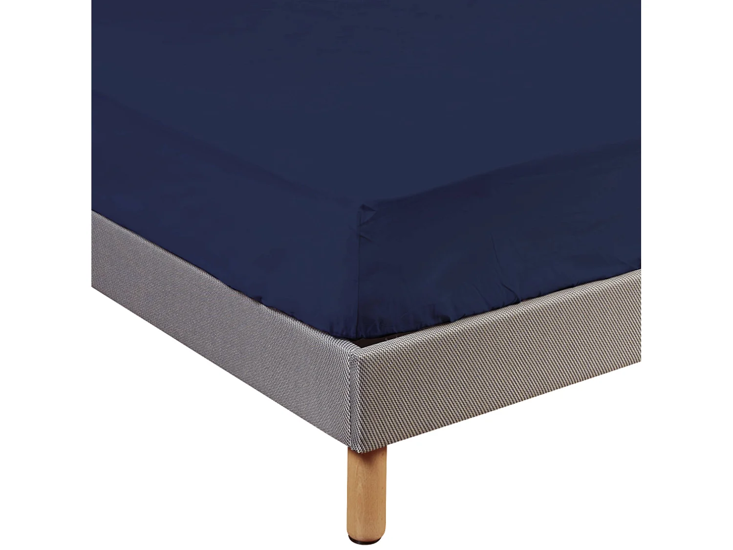 Drap housse 100% coton bleu marine - bonnet 27 cm 140x190