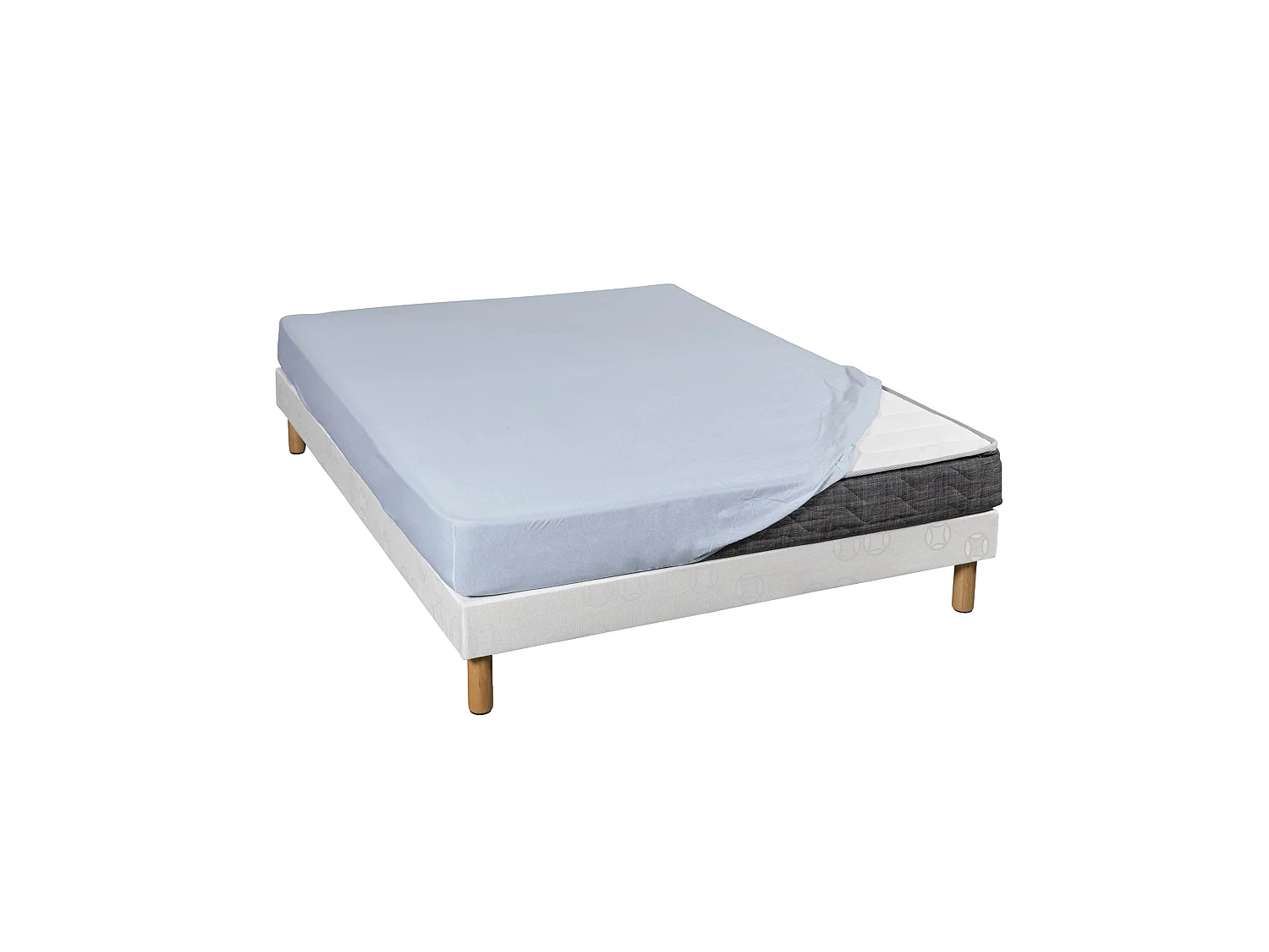 Drap housse bleu jersey coton Lycra Tencel 140x190