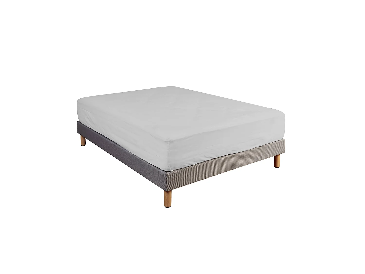 Drap housse 100% coton gris bonnet 40 cm 160x200