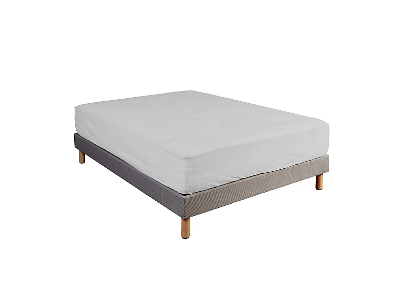 Drap housse 100% coton gris bonnet 40 cm 160x200