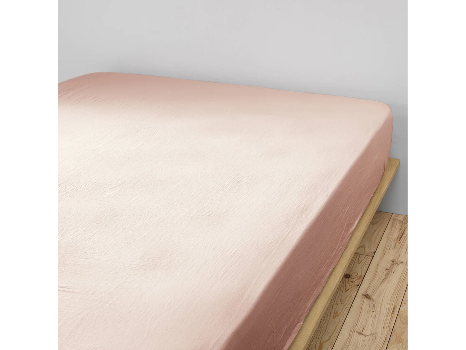 Drap housse double gaze de coton rose pâle 180x200 cm